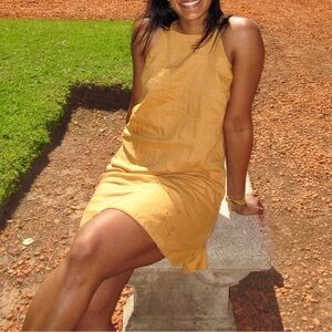 Yellow Linen Halter Dress